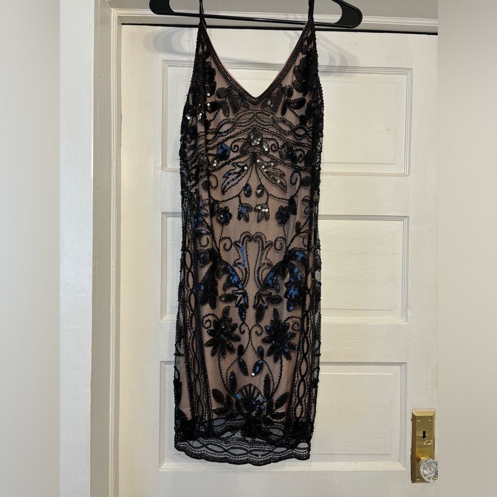Lulus Black bedazzled cocktail dress